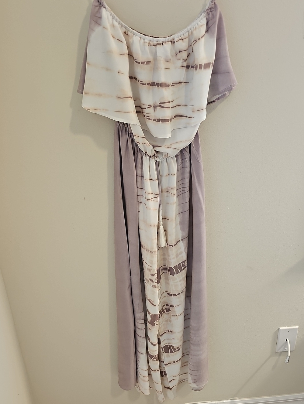 Ocean Drive Tie Dye Jumpsuit Womens Size M Purple Boho Wide Leg Off Shoulder